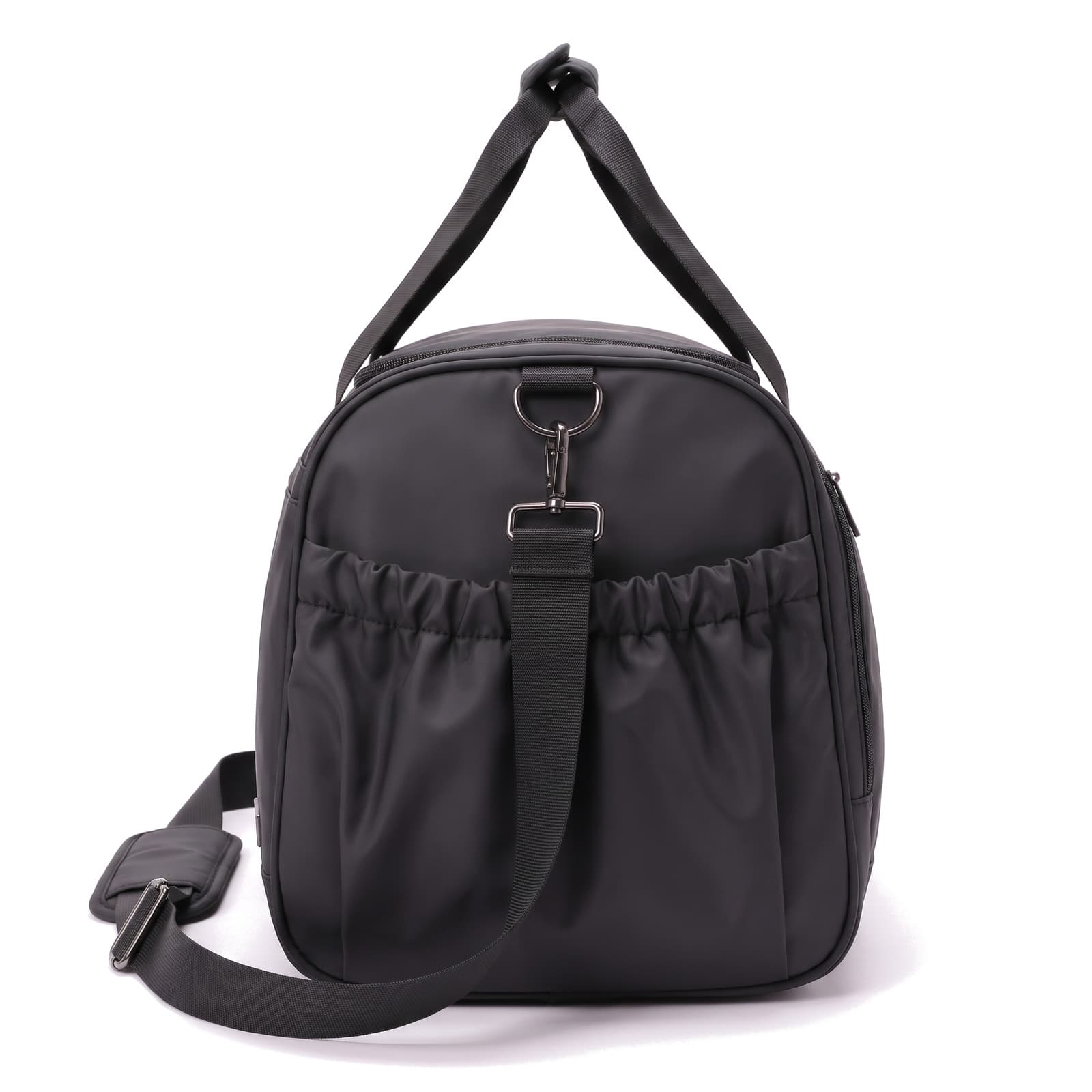 The Original in Matte Black, end view with the elastic bottle pocket